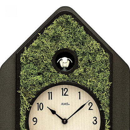 Orologio a pendolo AMS Design W7497 • Inserto in vero muschio • Movimento al quarzo con richiamo del cuculo