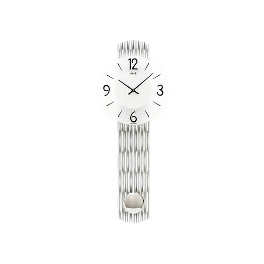 Orologio da parete AMS W7506 argento • Movimento a pendolo al quarzo • Cassa in legno finemente fresato