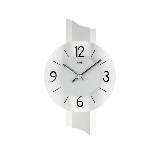 Orologio da parete AMS W9394 in ardesia/alluminio • Movimento al quarzo • Vetro minerale