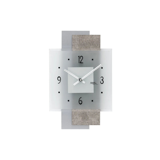 Orologio da parete al quarzo AMS W9443 marrone/grigio • Vetro minerale sfaccettato • Made in Germany