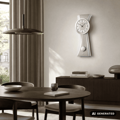 Zegar wahadłowy kwarcowy AMS W7268, zegar ścienny, aluminium • szkło mineralne • metalowa tarcza
