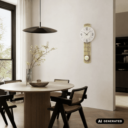 Zegar ścienny AMS W7507 mosiężny • Mechanizm kwarcowy z wahadłem • Fasetowane szkło mineralne