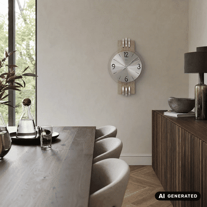 Zegar ścienny AMS W9228 srebrny • Fasetowane szkło mineralne • Aluminiowa tarcza