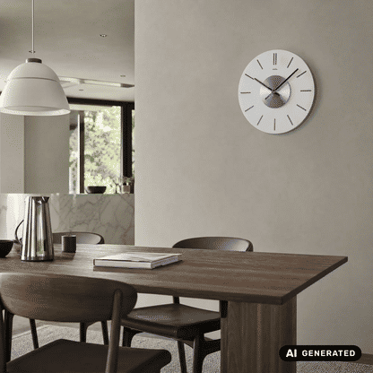 Zegar ścienny AMS W9318 aluminium • szkło mineralne • mechanizm kwarcowy