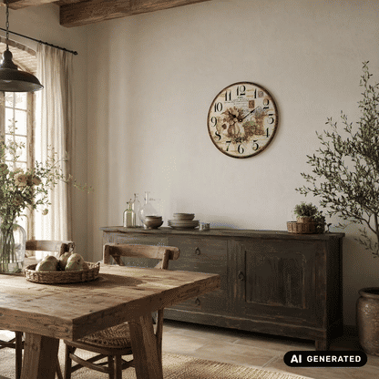 AMS Flowers W9466 Zegar ścienny kolorowy • Nadrukowane szkło mineralne • Styl vintage