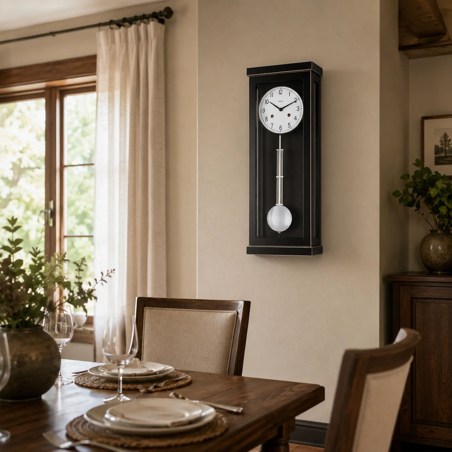 Orologio da parete Hermle 57x22,5x13 cm legno • Meccanismo 14 giorni • Suono di mezz'ora
