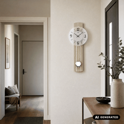 Zegar ścienny AMS W7274 dąb Sonoma • mechanizm kwarcowy z wahadłem • szkło mineralne