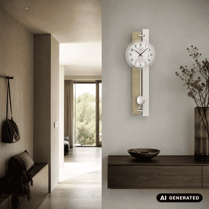 Zegar ścienny AMS W7441 Sonoma/Alu • Mechanizm kwarcowy z wahadłem • Wyprodukowano w Niemczech