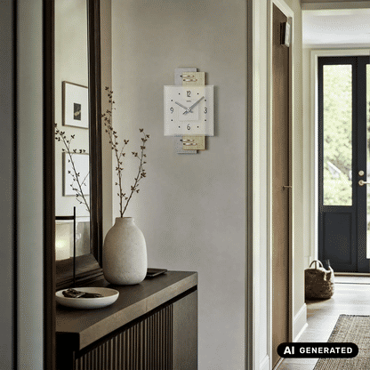 AMS Zegar ścienny kwarcowy W9248 Srebrny/Brązowy • Szkło mineralne • Wyprodukowano w Niemczech