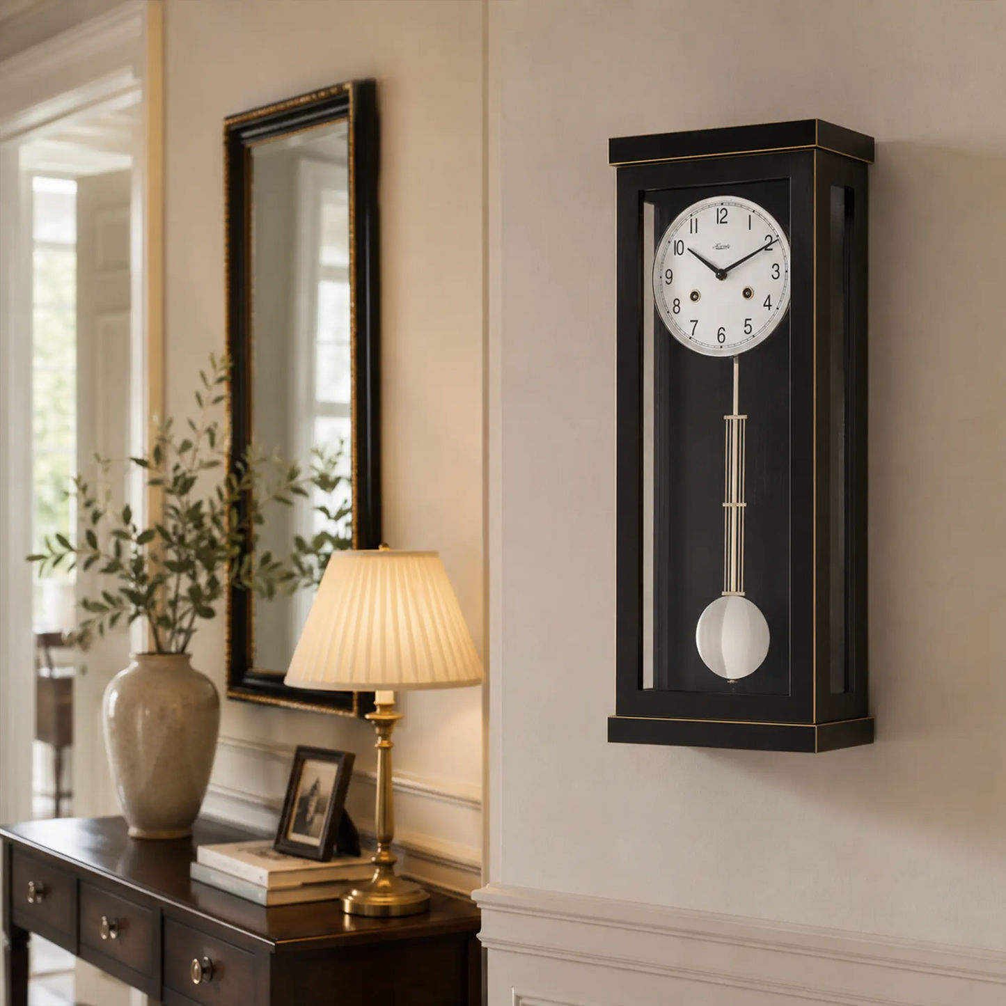 Orologio da parete Hermle 57x22,5x13 cm legno • Meccanismo 14 giorni • Suono di mezz'ora