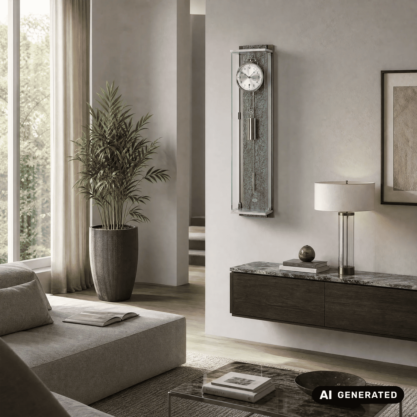 Zegar ścienny AMS Seilzug Regulator R2725 antracytowy • mechanizm 8-dniowy • szkło mineralne