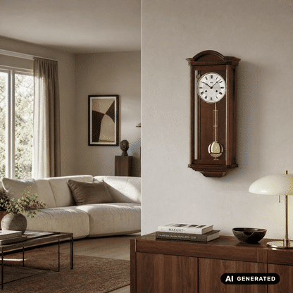 Zegar ścienny AMS Regulator R663/1 orzech • 14-dniowy mechanizm BimBam • obudowa z litego drewna