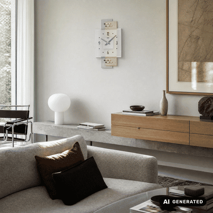 AMS Zegar ścienny kwarcowy W9248 Srebrny/Brązowy • Szkło mineralne • Wyprodukowano w Niemczech