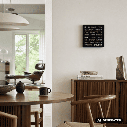 AMS T1235E Zegar ścienny • Zegar słowny z cyframi LED • Zasilanie sieciowe