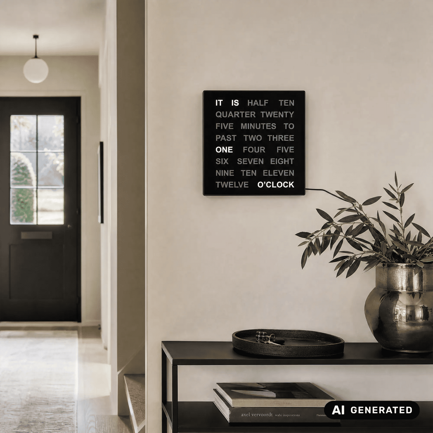 AMS T1235E Zegar ścienny • Zegar słowny z cyframi LED • Zasilanie sieciowe
