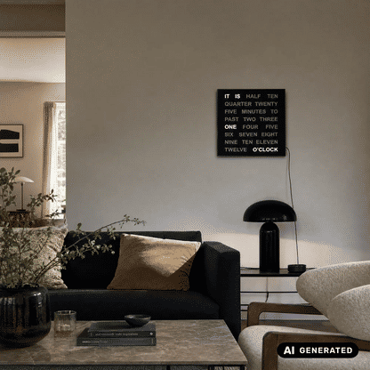 AMS T1235E Zegar ścienny • Zegar słowny z cyframi LED • Zasilanie sieciowe