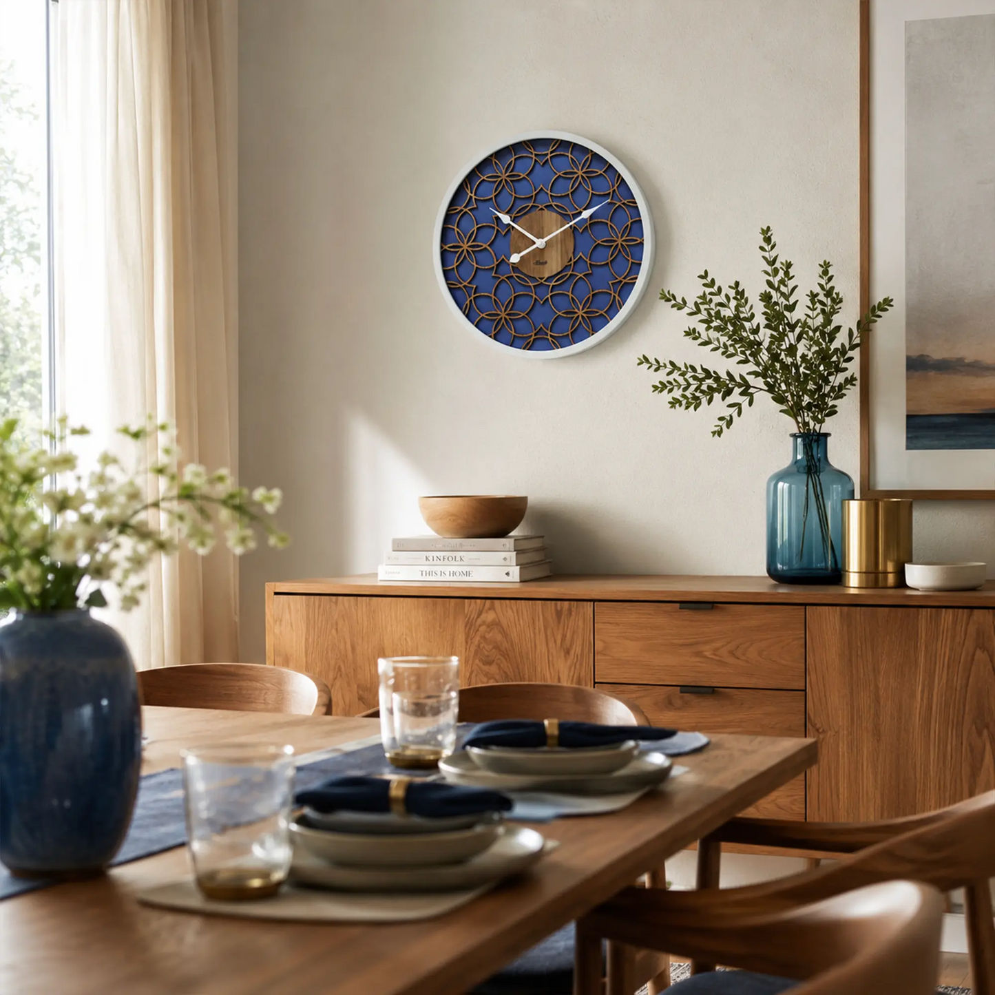 Orologio da parete Hermle 40 cm Ø Legno • Design moderno 3D • Preciso movimento al quarzo