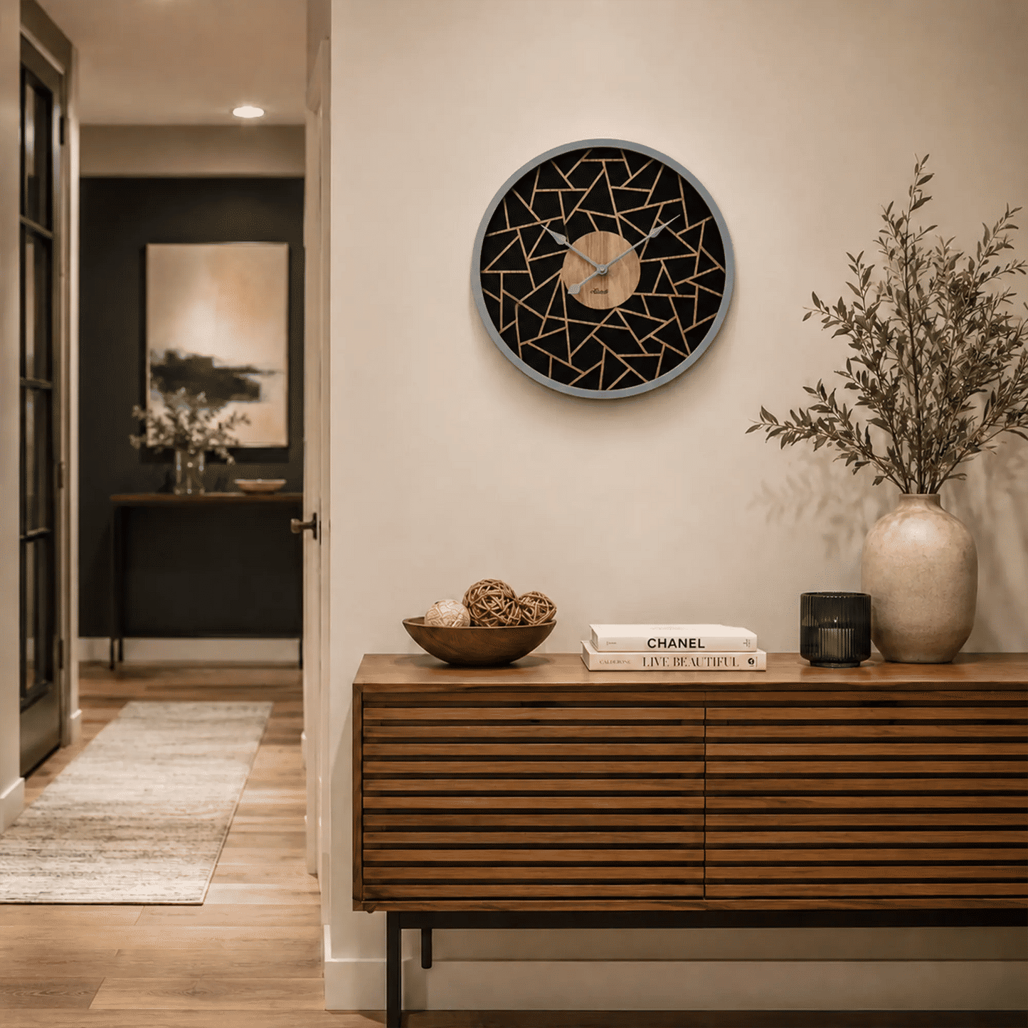Orologio da parete Hermle Ø 50 cm Legno • Design minimalista • Movimento al quarzo silenzioso