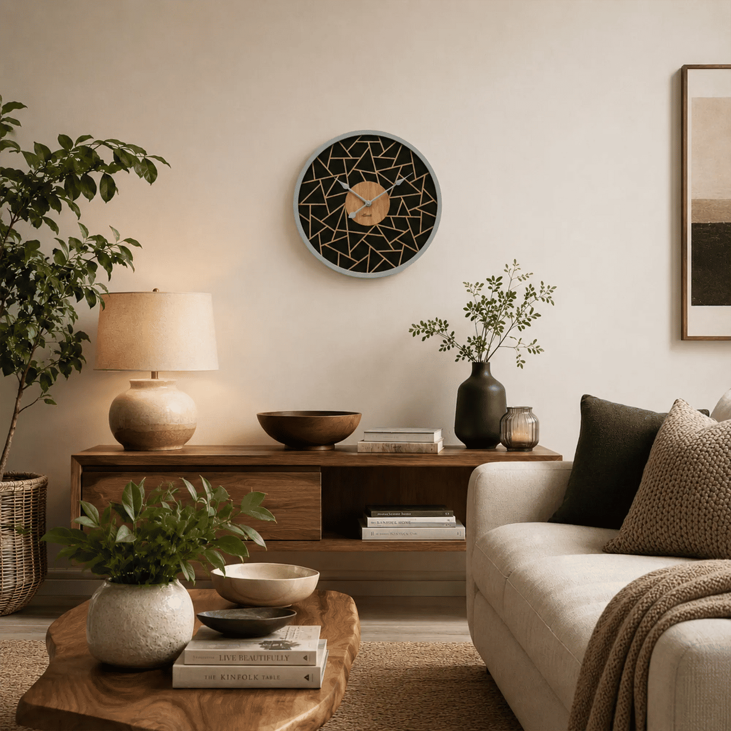 Orologio da parete Hermle Ø 50 cm Legno • Design minimalista • Movimento al quarzo silenzioso