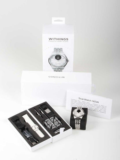 Withings ScanWatch Nova HWA10-MODEL 10-ALL Damen Smartwatch Silber • Hybrid-Smartwatch mit analogem Zifferblatt • 5 ATM
