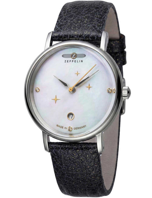 Zeppelin Luna 7131-1 Damenuhr Schwarz • Quarzwerk • 5 ATM wasserdicht