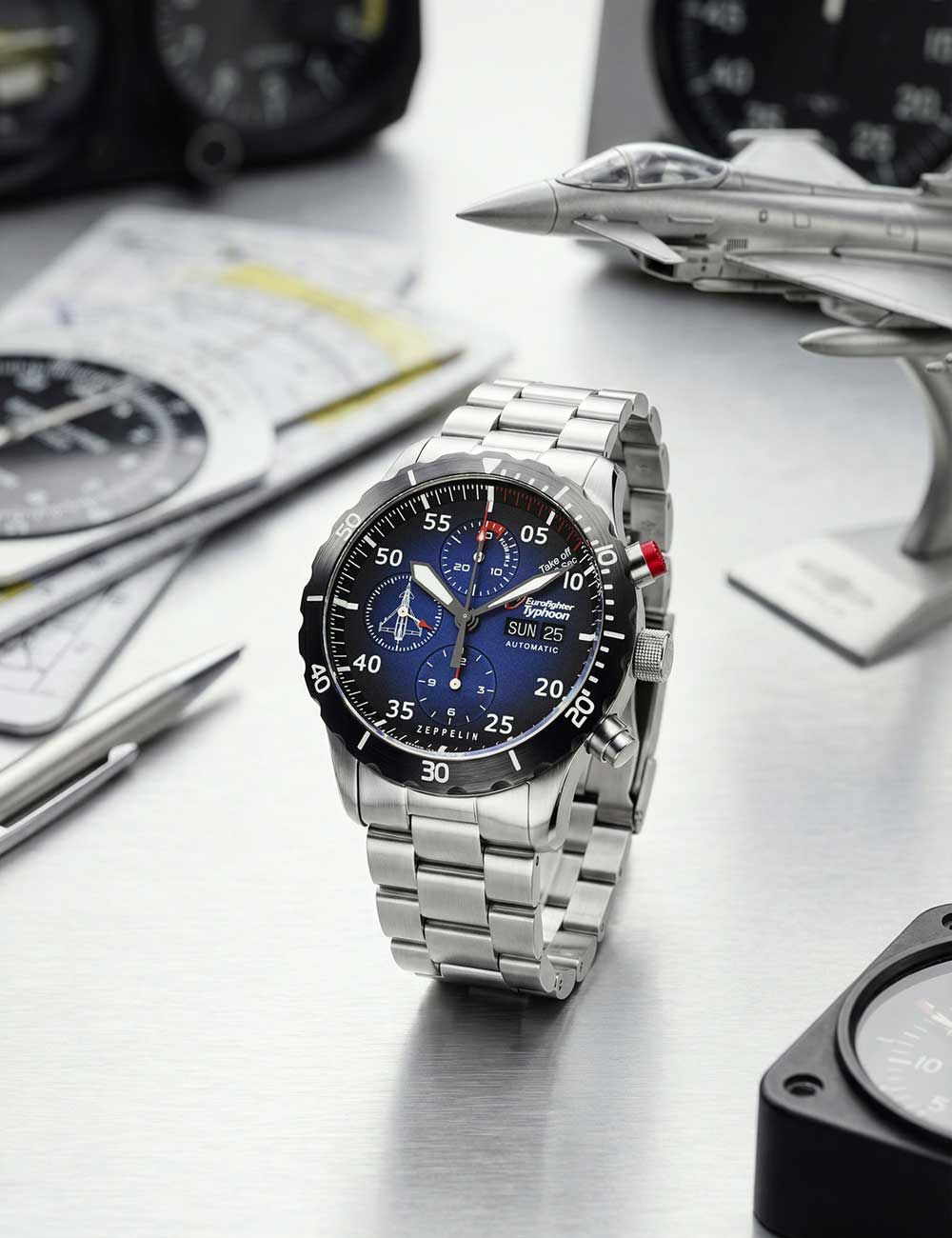 Zeppelin Eurofighter Typhoon 7218M-3 Herrenuhr Blau • Automatikwerk • Limited Edition, Bild 5