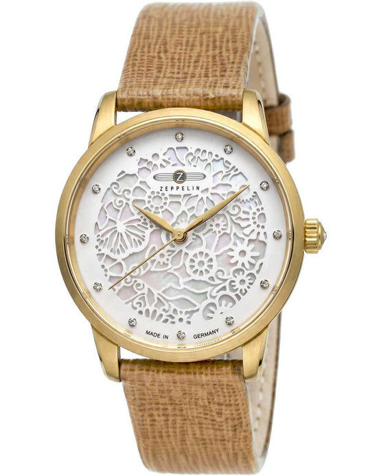 Zeppelin Princess of the Sky 7345-1 Damen Armbanduhr Weiß • Quarzwerk • Roségold-Details