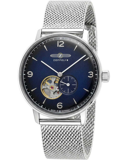 Zeppelin 8066M-3-N LZ-129 Hindenburg Herrenuhr Blau • Automatikwerk Miyota 82S5 • Skelettiertes Zifferblatt