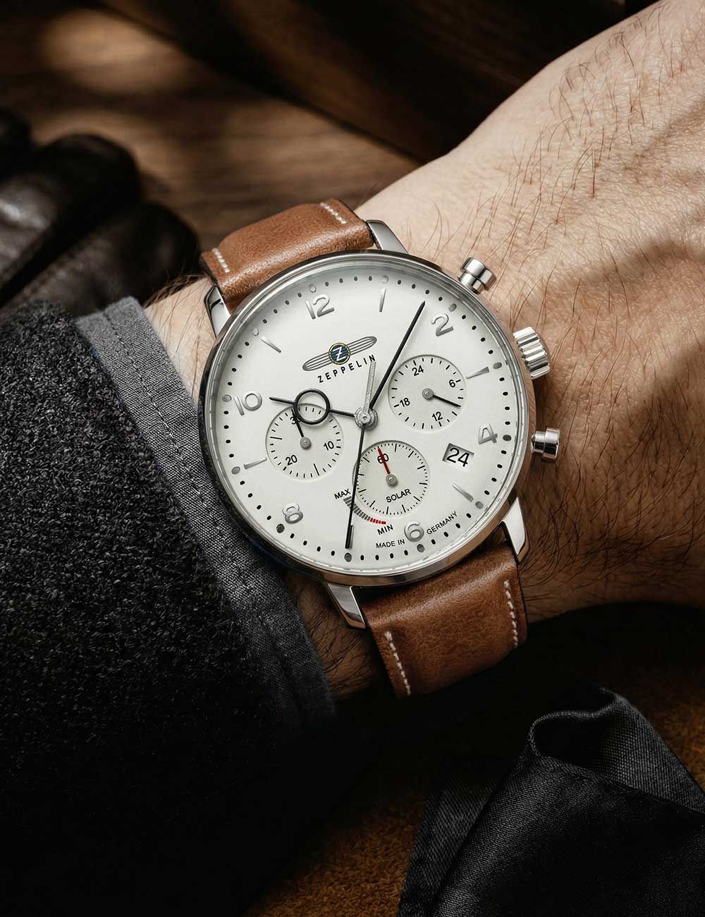 Zeppelin LZ-129 Hindenburg 8086-5n Herrenuhr Blau • Quarz-Chronograph • Tachymeter-Lünette, Bild 3