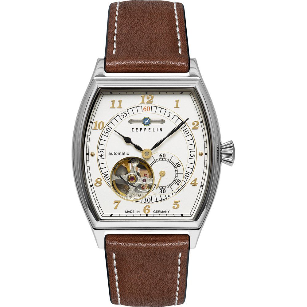 Zeppelin Metropolis 8362-1 Herren Armbanduhr • Open Heart Automatik • Tonneau-Gehäuse
