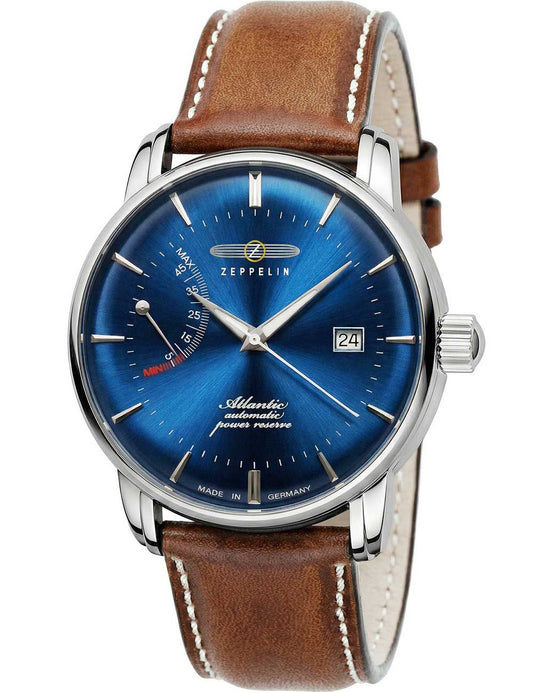 Zeppelin Atlantic 8462-3 Herrenuhr Blau • Automatikwerk mit Gangreserveanzeige • 5 ATM wasserdicht