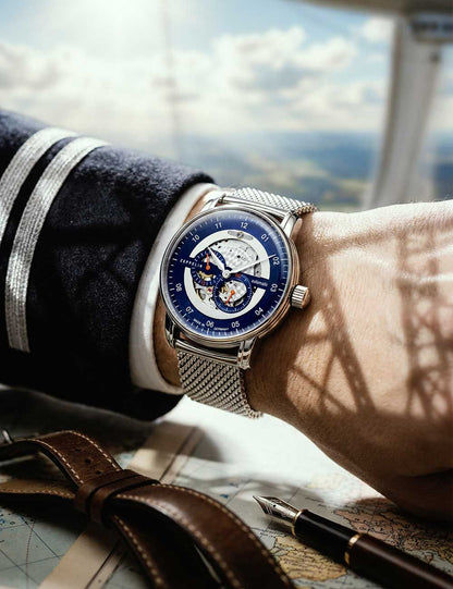 Zeppelin New Captains Line 8664M-3 Herrenuhr Blau • Automatikwerk • 5 ATM wasserdicht, Bild 2