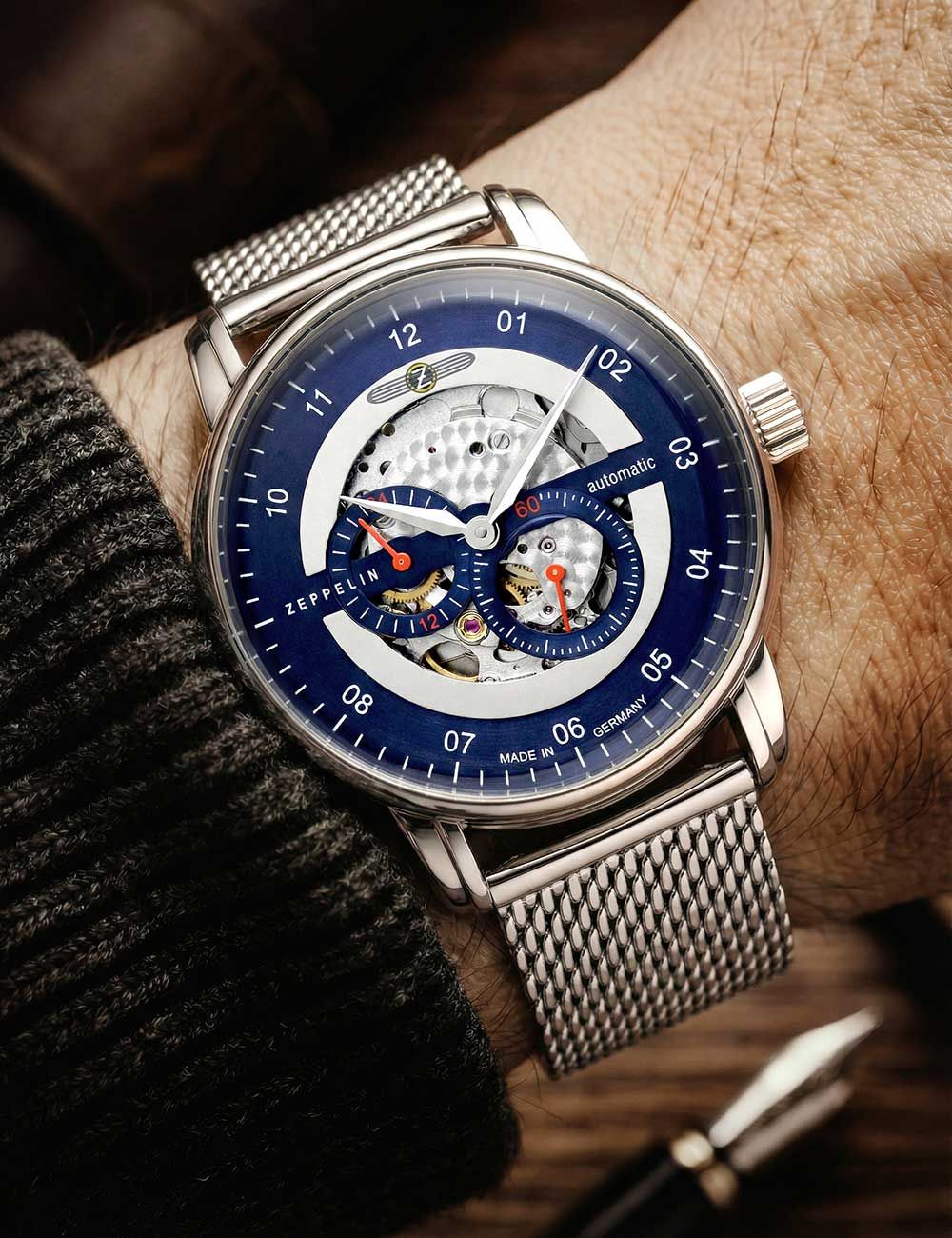 Zeppelin New Captains Line 8664M-3 Herrenuhr Blau • Automatikwerk • 5 ATM wasserdicht, Bild 4