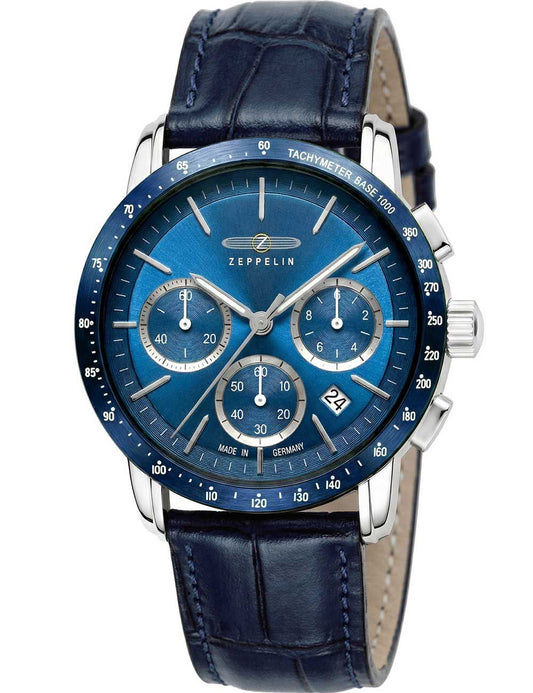 Zeppelin New York 8878-3 Herrenuhr Blau • Quarz-Chronograph • 5 ATM wasserdicht