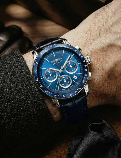 Zeppelin New York 8878-3 Herrenuhr Blau • Quarz-Chronograph • 5 ATM wasserdicht, Bild 3