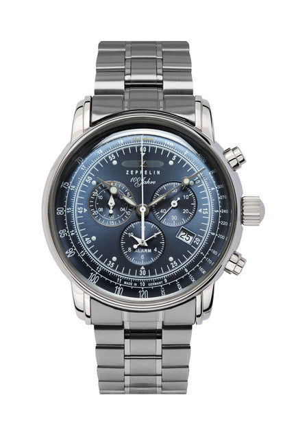 Zeppelin 100 Jahre Zeppelin 7680MB-3 Herrenuhr Blau • Schweizer Quarzchronograph • Milanaise-Metallarmband
