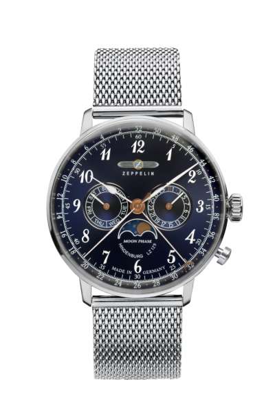 Zeppelin Hindenburg LZ129 7036-3 Herrenuhr Nachtblau • Mondphase • Swiss Quarz Ronda 706.B, Bild 5