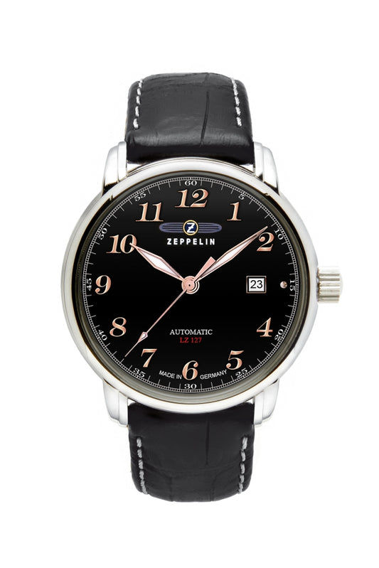 Zeppelin LZ127 7656-2 Herren Automatikuhr Schwarz • Citizen-Miyota 8215 Automatikwerk • Made in Germany