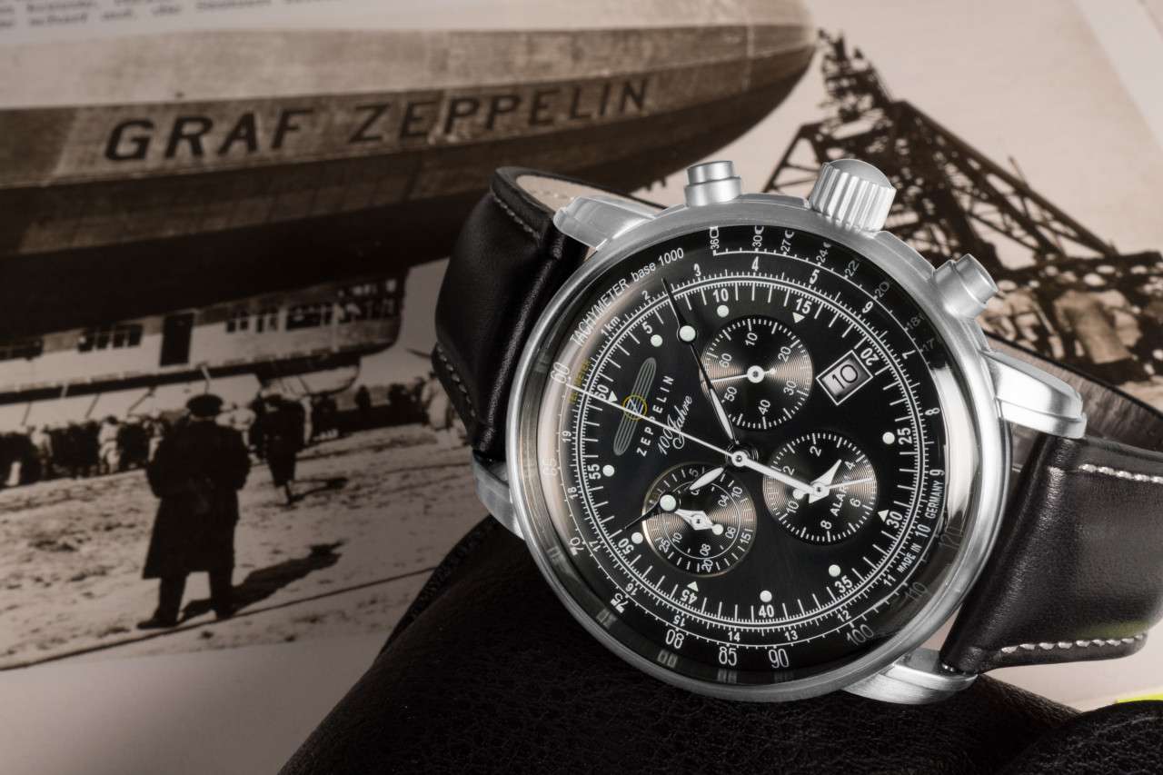 Zeppelin 100 Jahre Zeppelin 7680-2 Herrenuhr Schwarz • Schweizer Chronographenwerk • Made in Germany, Bild 3