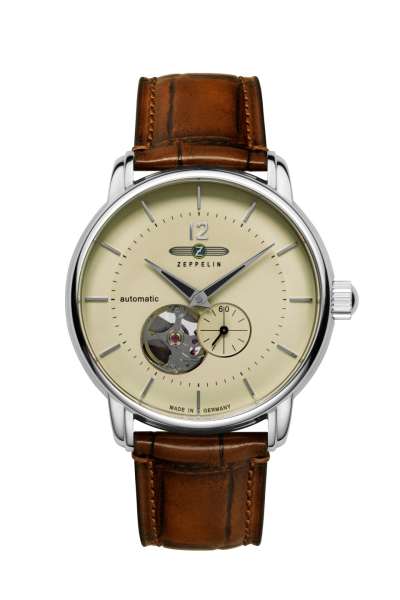 Zeppelin LZ120 Bodensee 81661 Herren Armbanduhr Beige • Open-Heart-Automatik • Miyota 8315, Bild 4