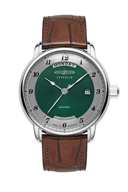 Zeppelin Friedrichshafen 8562-2 Herrenuhr Grün • Japanisches Automatikwerk Miyota 8285 • Made in Germany
