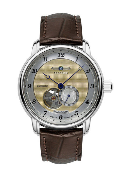 Zeppelin Friedrichshafen 8566-5 Herrenuhr Goldfarben • Open Heart Automatik • Miyota 82S5