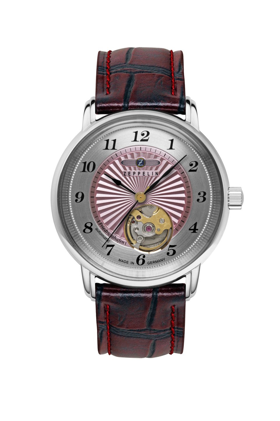 Zeppelin Friedrichshafen 8569-5 Damenuhr Rosa • Automatikwerk Citizen-Miyota 90S5 • Open Heart