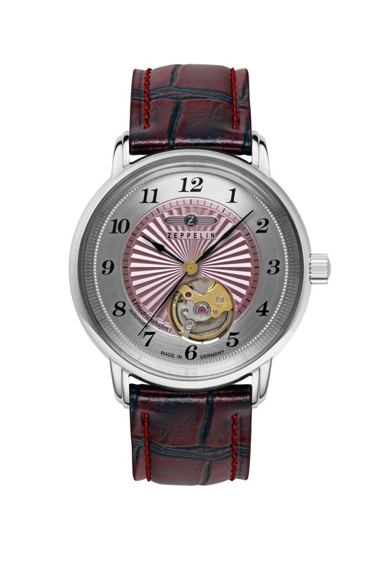 Zeppelin Friedrichshafen 8569-5 Damenuhr Rosa • Automatikwerk Citizen-Miyota 90S5 • Open Heart
