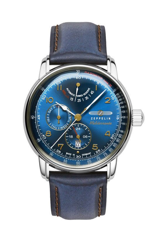 Zeppelin Méditerranée 9690-3 Herrenuhr Blau • Automatikwerk Citizen-Miyota 9110 • Mineralglas K1