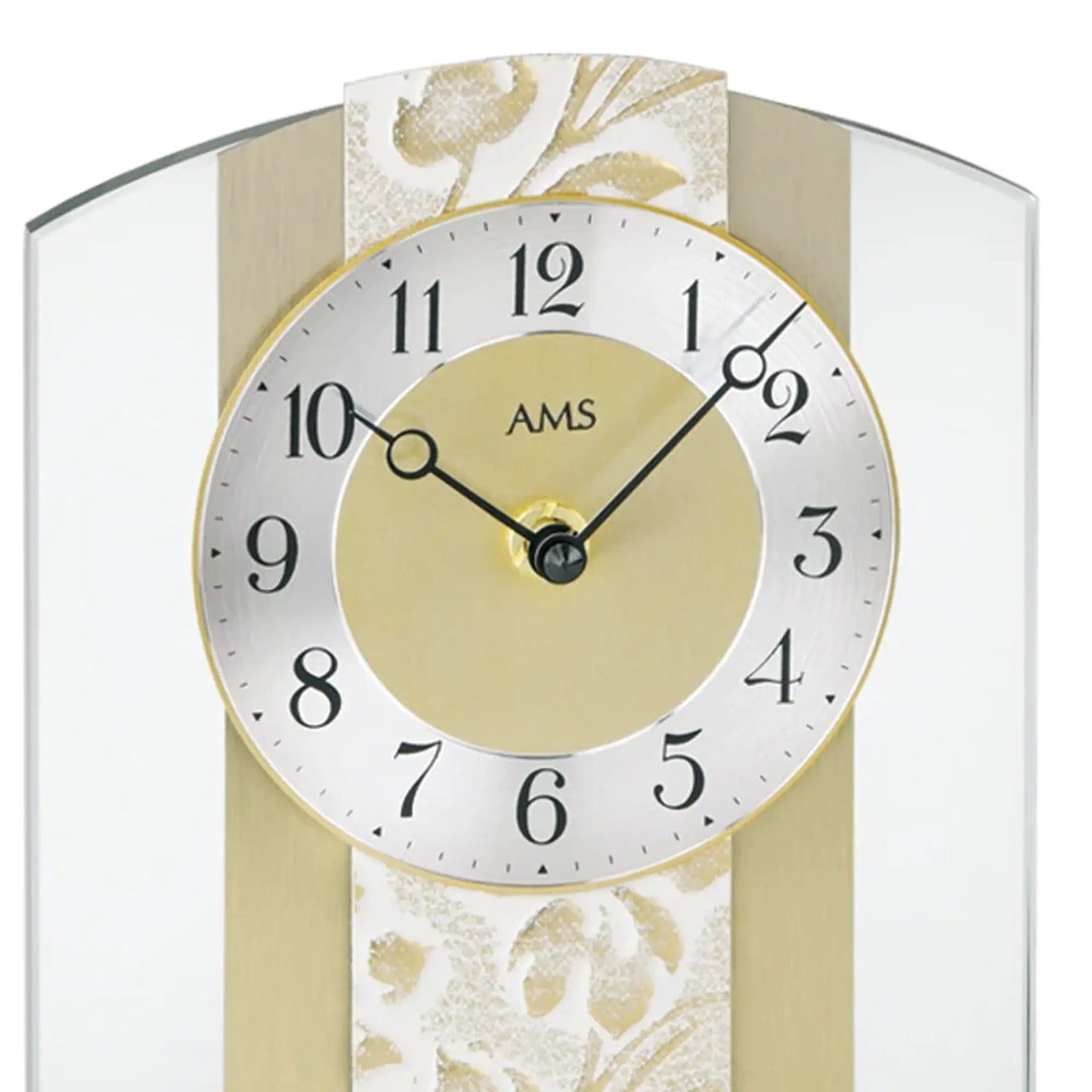 AMS T1123 Zegar stołowy srebrny • Mechanizm kwarcowy • Szkło mineralne