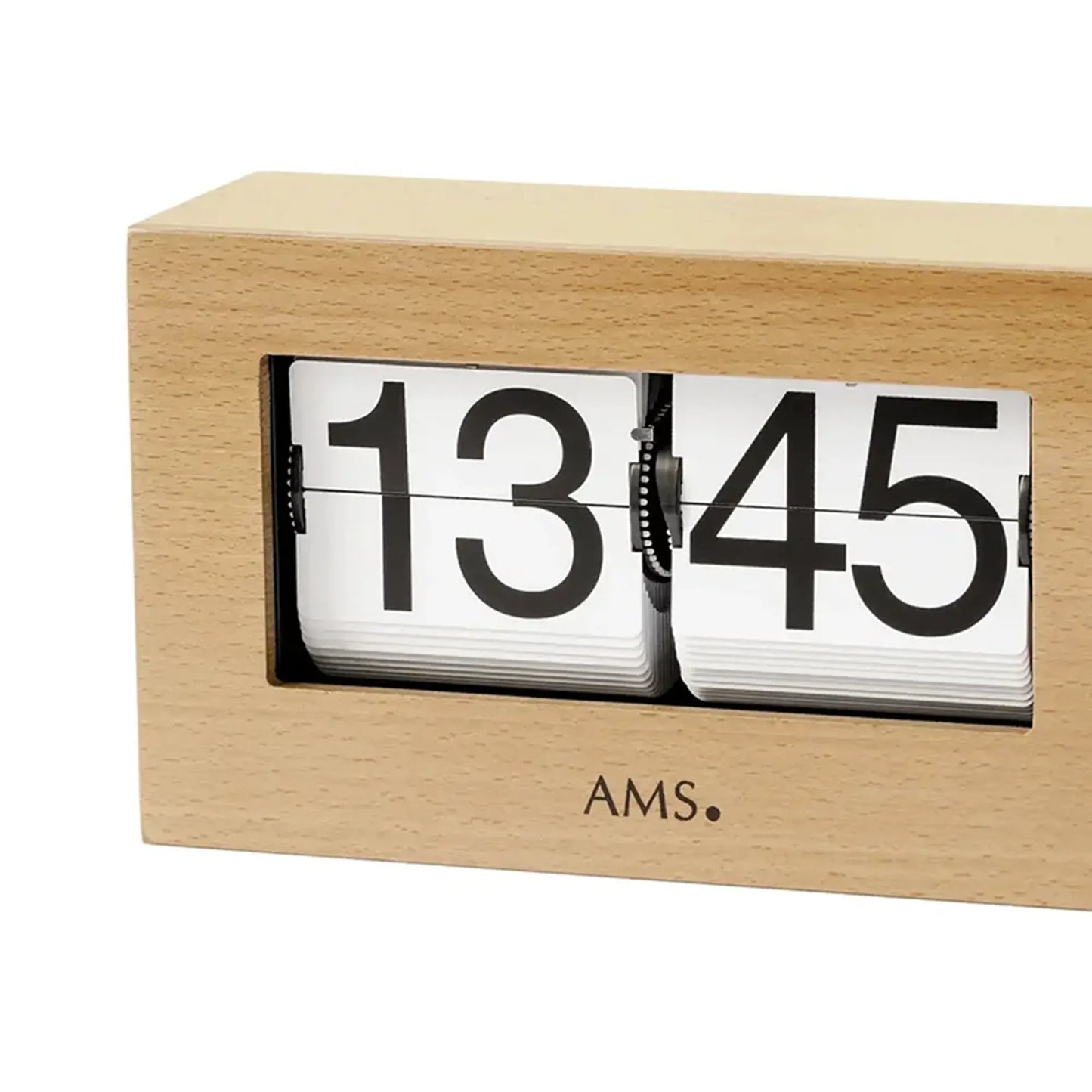 AMS 1175/18 Zegar stołowy / Flip Clock buk • Obudowa z litego drewna • Wskazanie 24-godzinne