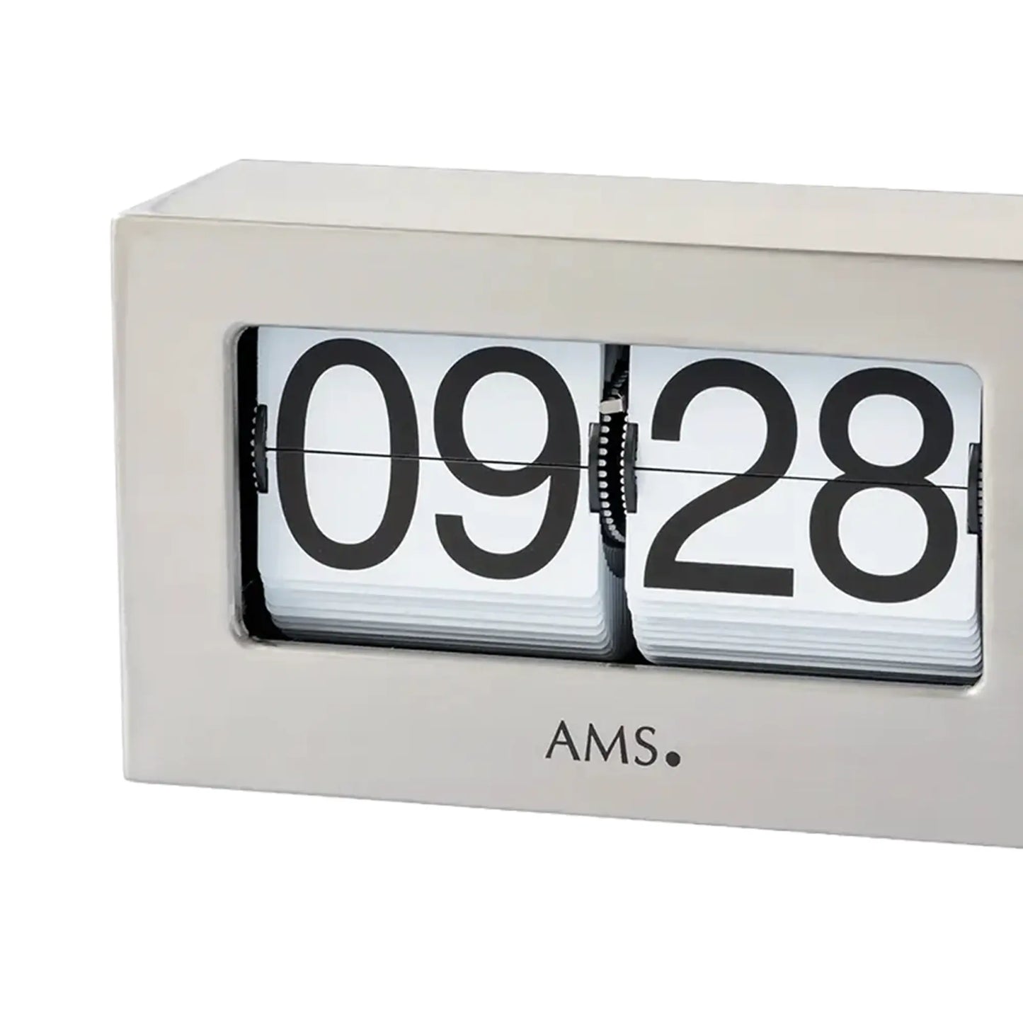 AMS T1175 Zegar stołowy / Zegar z klapkami (Flip Clock) srebrny • Mechanizm kwarcowy • Tarcza 24h