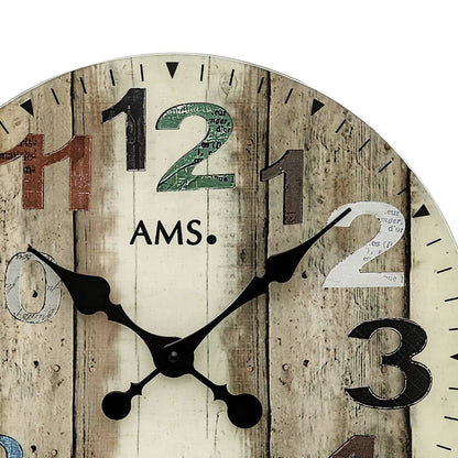 Orologio da parete AMS W9650 stampato brunastro • Movimento al quarzo • Vetro minerale