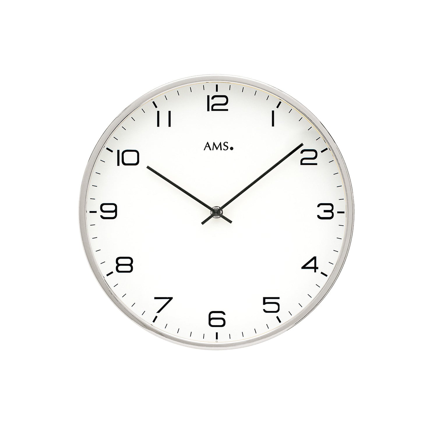 AMS W9658 Wanduhr Vernickelt • Quarzwerk • Mineralglas